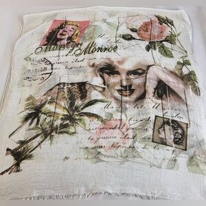 Vintage zazou scarf Wrap shawl Floral Letter Wrap Marlyn Monroe‎ 74”x34”